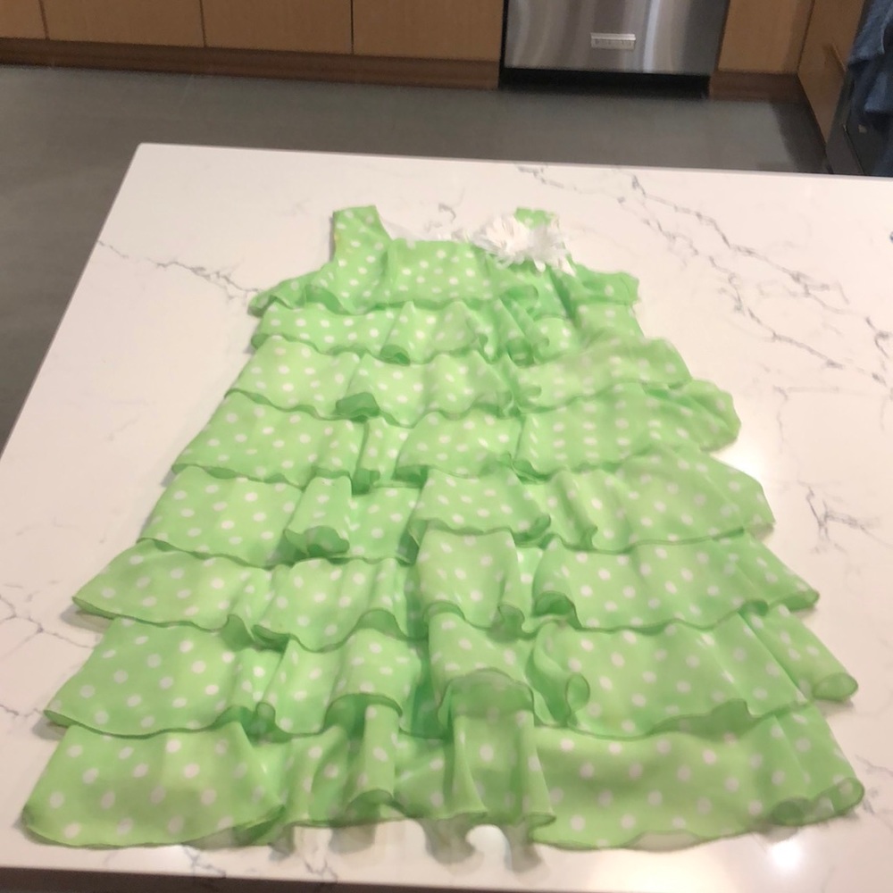 Green Polka Dot ruffle dress